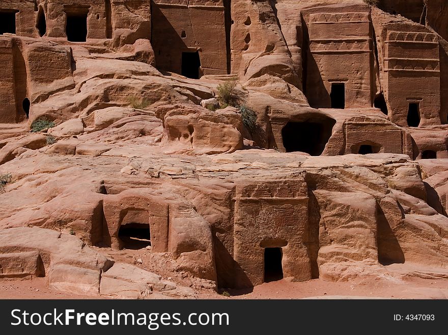 Tombs and caves in Petra, Jordan