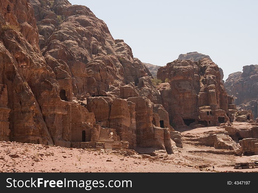 Tombs and caves in Petra, Jordan