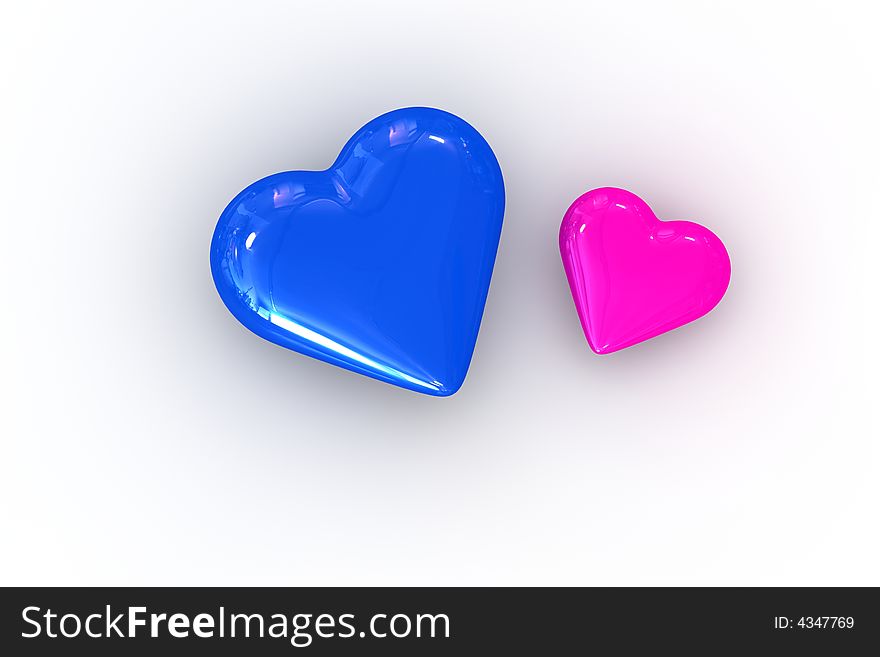 Blue & Pink Hearts