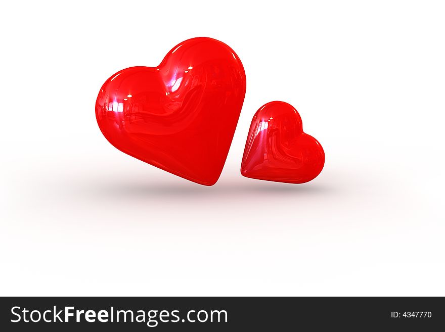 Red hearts - isolated illustration on white background