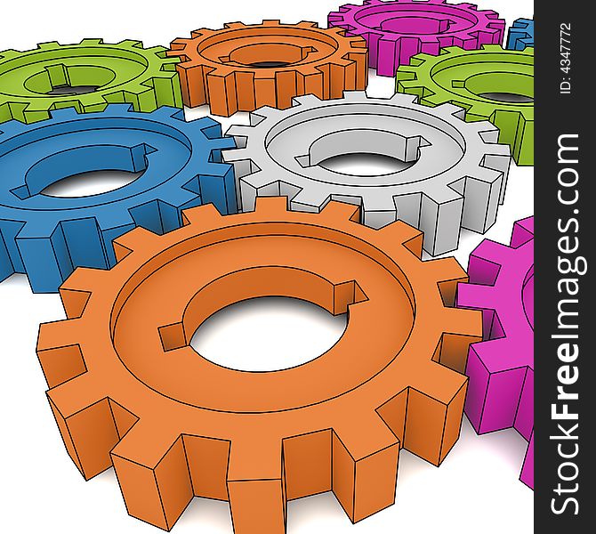 Cogwheels - business network - 3d illustration