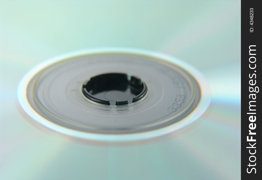 Macro shot of silver compact disc - very shallow depth of field