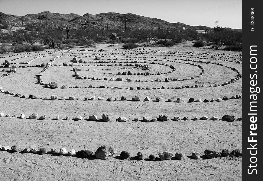 A Zen Rock Garden in the Desert B&W