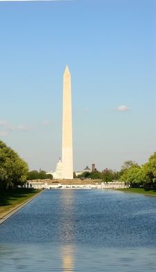 Washington Monument Seen In Reflecting Pool Royalty Free Stock Image