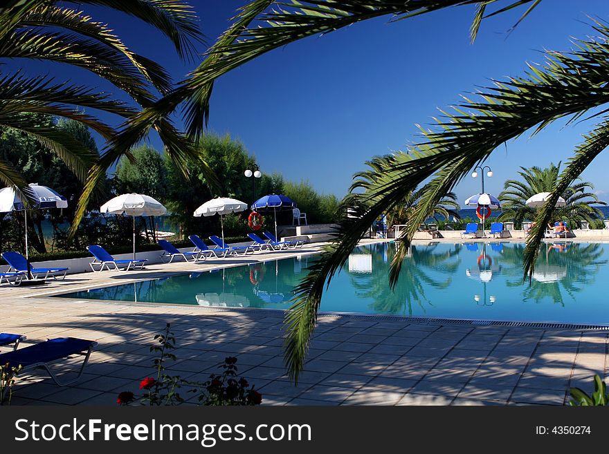 Swimming pool of the hotel of Kassandra.