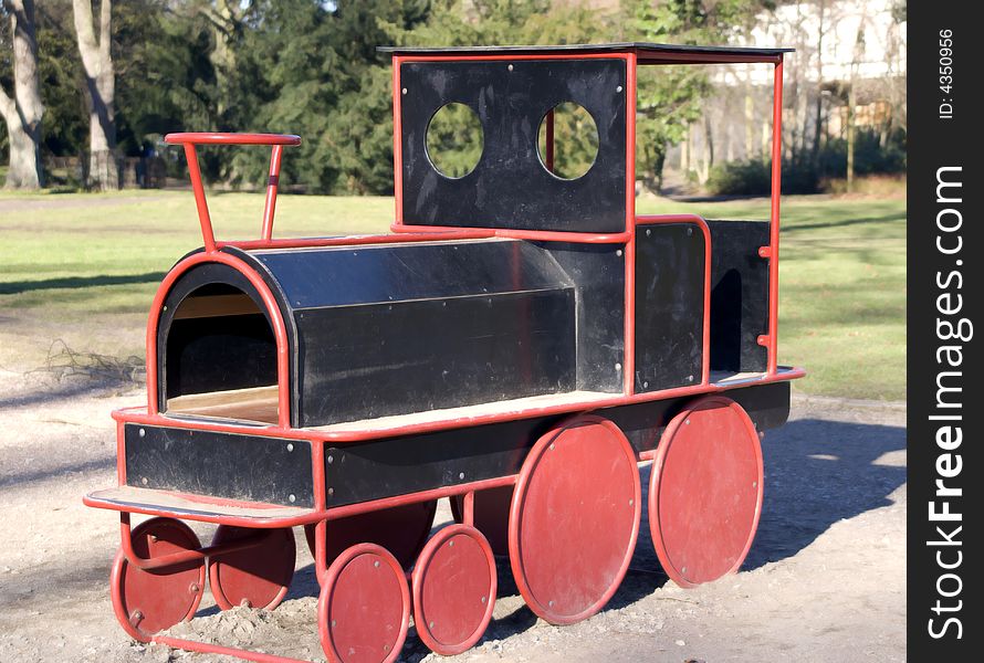 Train standing on plyground for kids. Train standing on plyground for kids