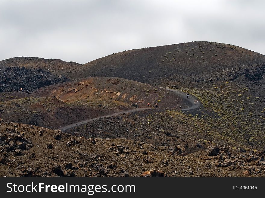 Nea Kameni Volcano Crater At Santorini