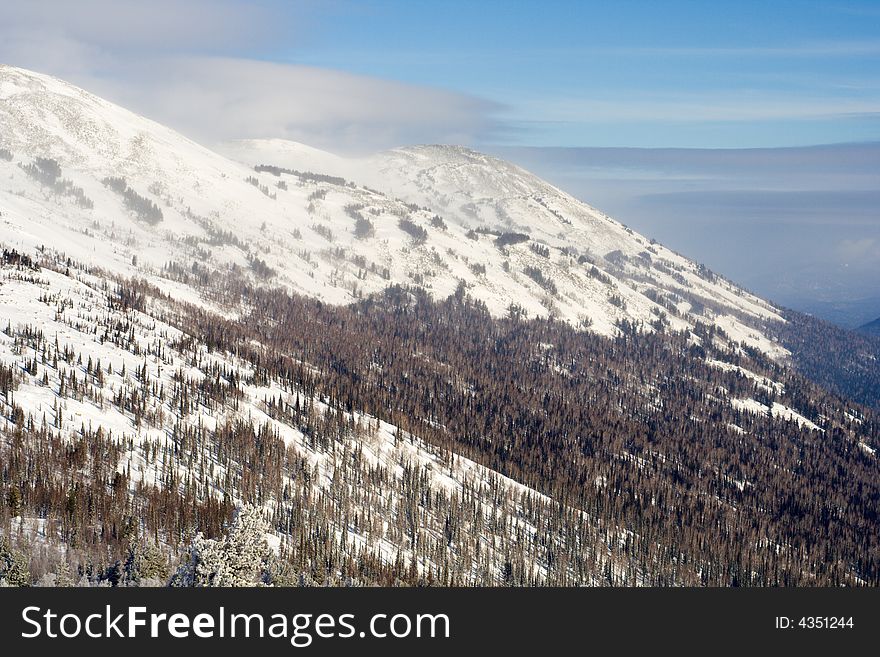 Alpine Slope Covered With Snow