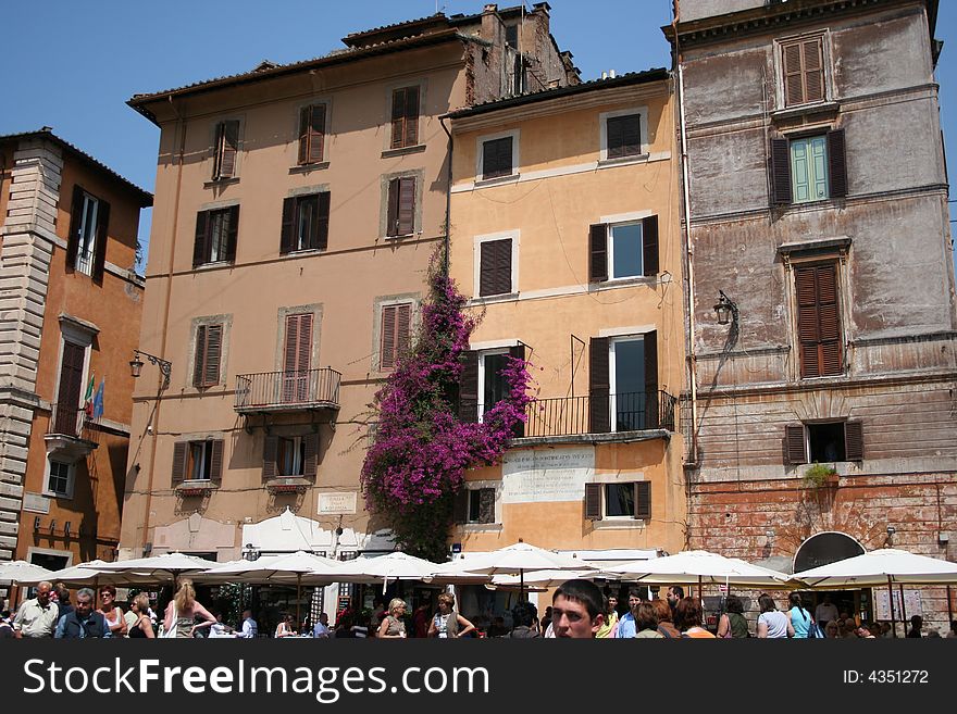 Rome-a building with flowers