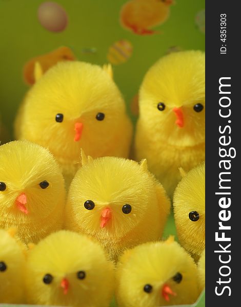 Artificial group of easter yellow chicks. Artificial group of easter yellow chicks.