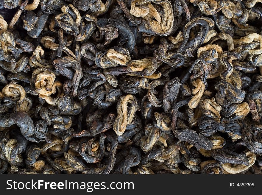 Leaves of first-class black tea. Leaves of first-class black tea