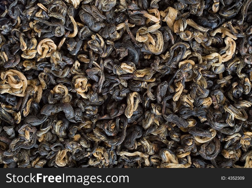 Leaves of first-class black tea. Leaves of first-class black tea