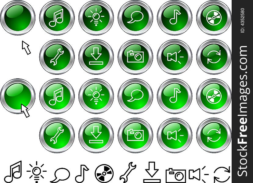 Collection of buttons. Vector illustration. Collection of buttons. Vector illustration.