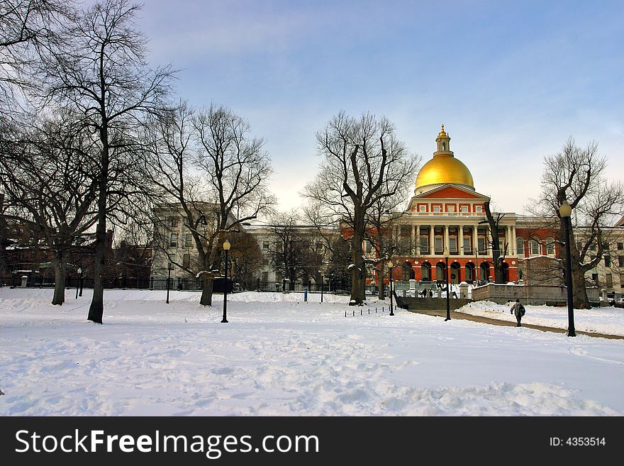 Stock image of a snowing winter at Boston, Massachusetts, USA. Stock image of a snowing winter at Boston, Massachusetts, USA