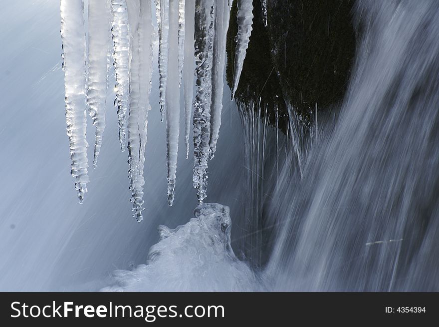 Icicle and waterfall