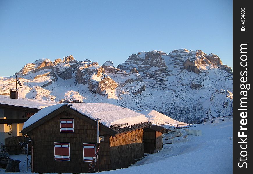 Beautiful snowscape with a chalet