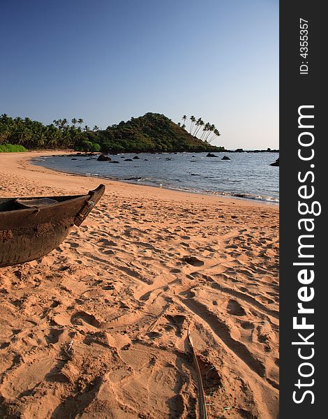 Fishing boat on Cola beach Goa India