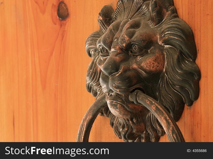 The lion head door bell. The lion head door bell