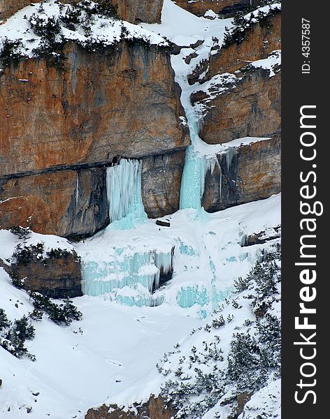 Frozen waterfall in Italian Alps