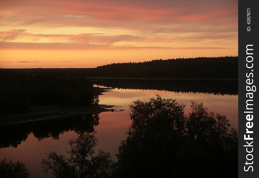 Sunset in Solovki islands, Russia