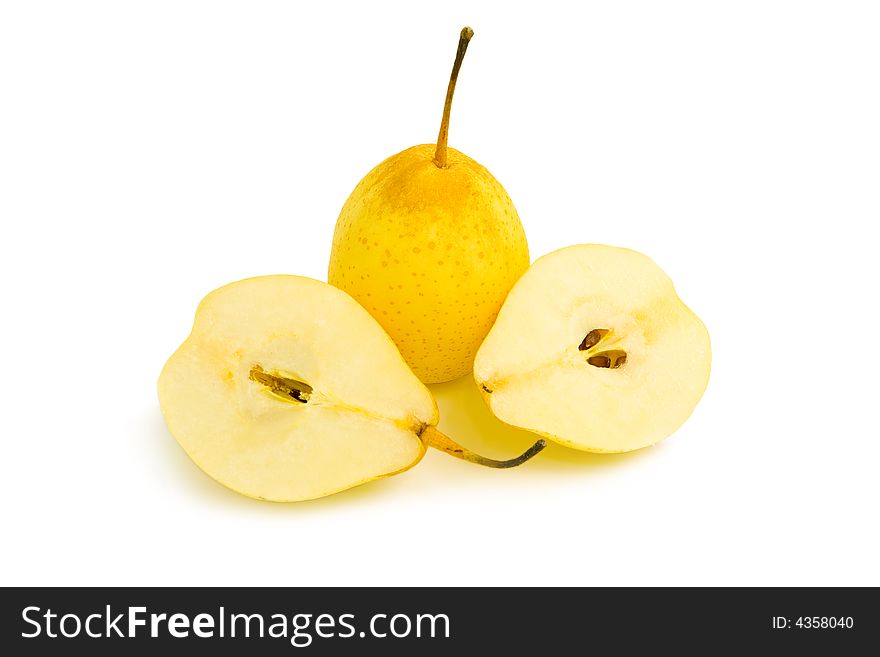 Photo of two pears on a white background. Photo of two pears on a white background