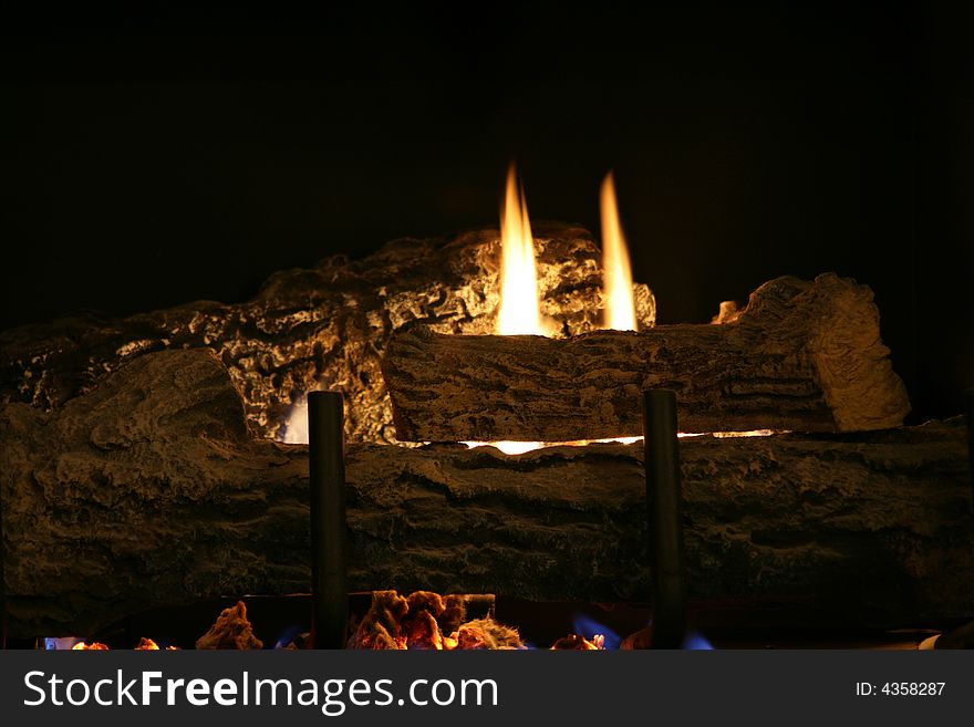 Romantic fire buring in fireplace. Romantic fire buring in fireplace