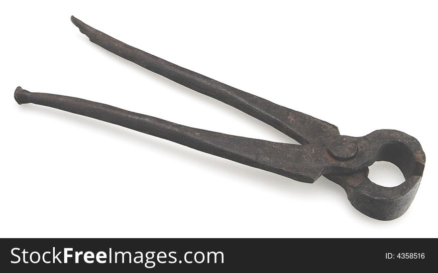 Old vintage steel pincer pliers long handle. Old vintage steel pincer pliers long handle