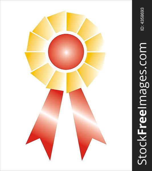 Award ribbon badge shaded illustration with white background