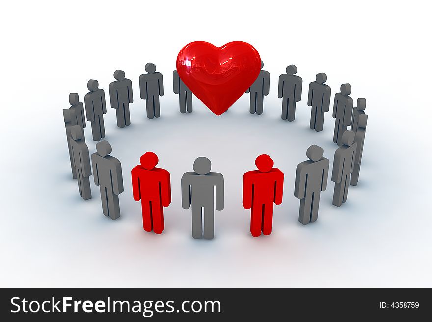 People In Circle With Heart Symbol