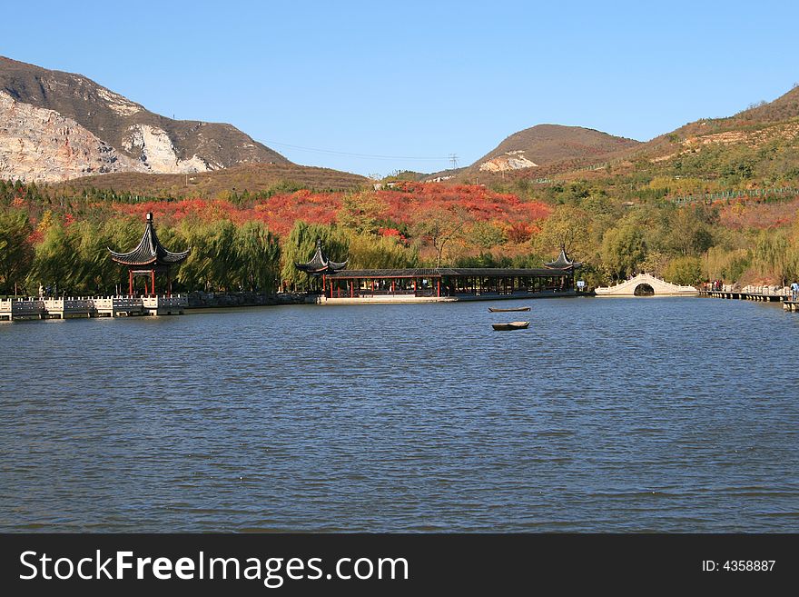 Beijing China Botanical nature colorful Beautiful red lake