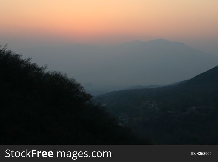 Sunset Mountains Evening Beijing China