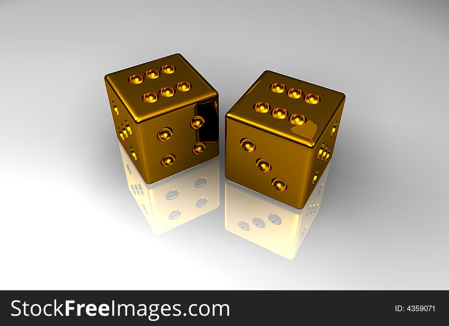 Two advantage dices on mirror surface