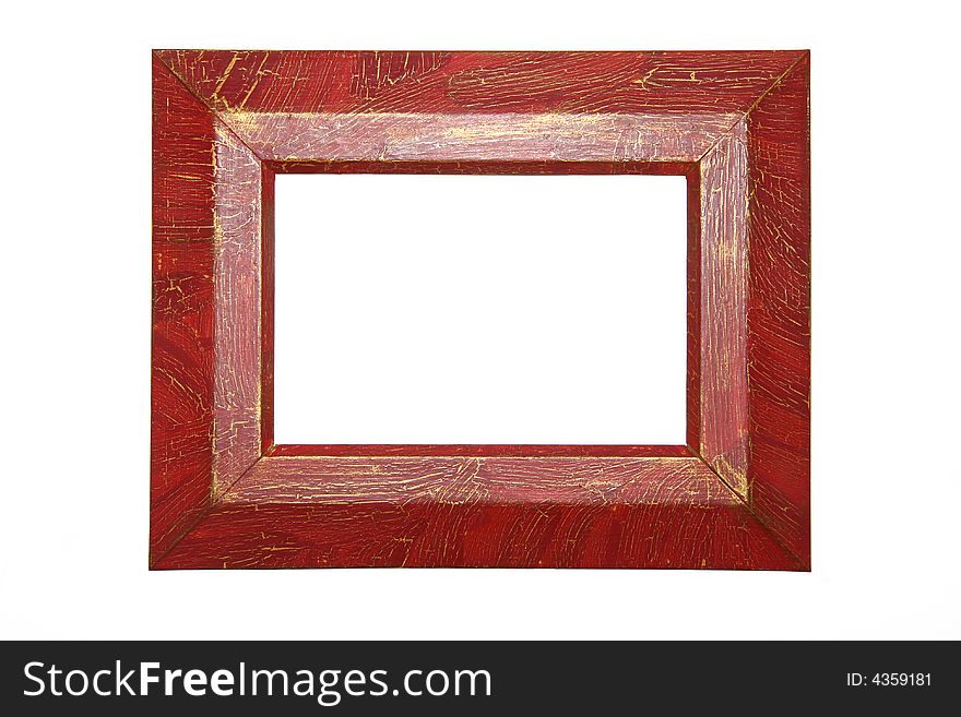 The old cracked red framework on a white background.