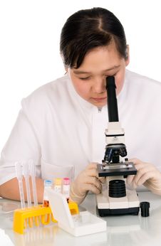 Girl With Microscope. Stock Photography Girl With Microscope. Stock Photography