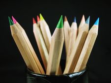 Colored Pencils-In Cup Stock Photo