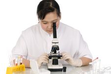 Girl With Microscope. Royalty Free Stock Image Girl With Microscope. Royalty Free Stock Image