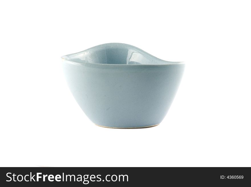 Empty blue bowl isolated on white background