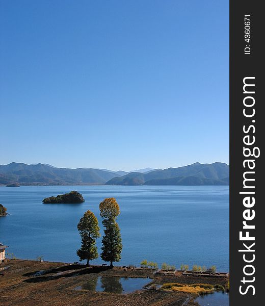 The landscape of on Lugu lake, Yunnan Province, China. The landscape of on Lugu lake, Yunnan Province, China