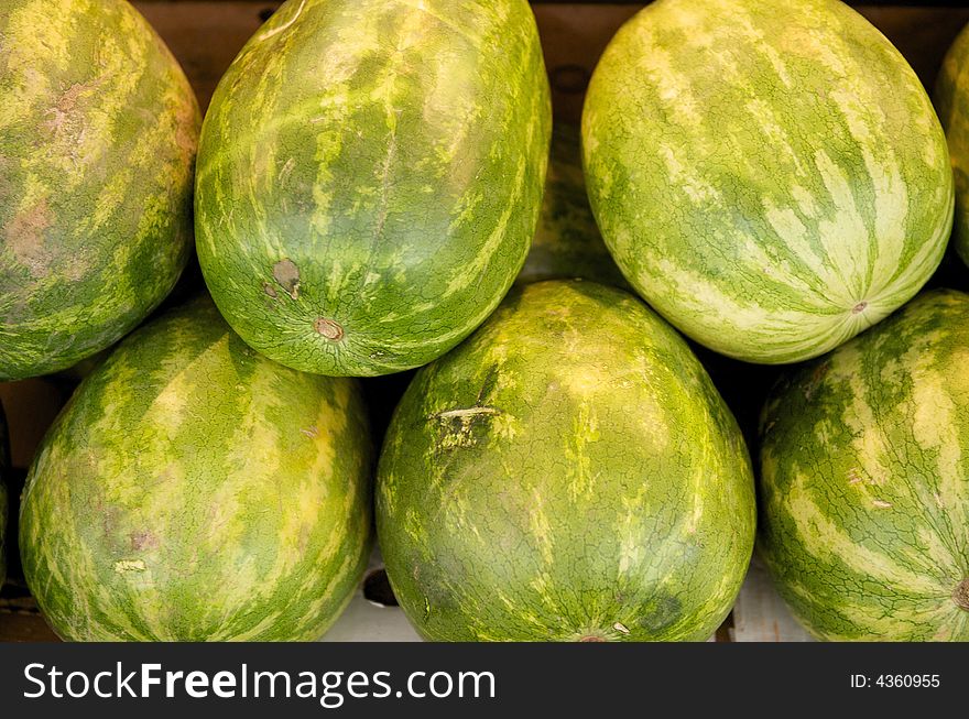 Fresh Watermelon on a farmers market stall