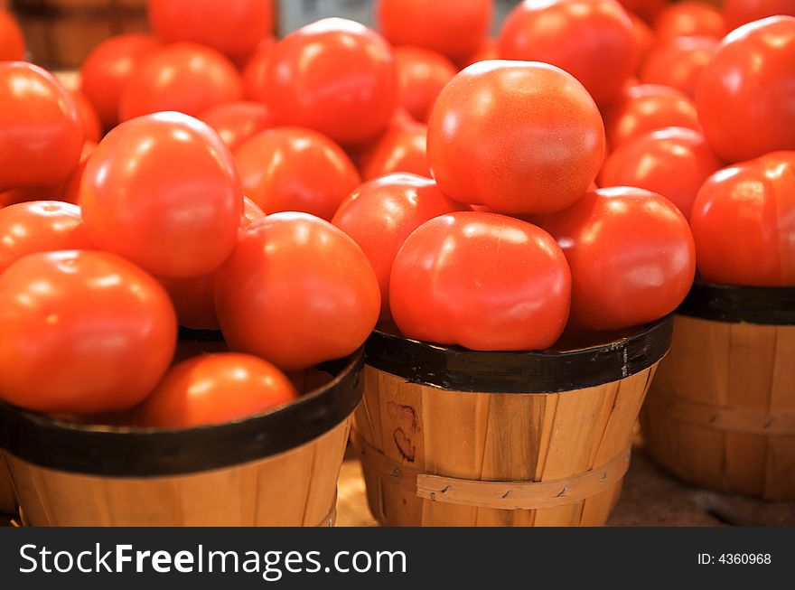 Tomatoes for sale on a market stall