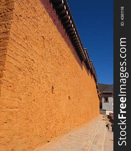 A Wall in a Tibetan Buddhism Temple. A Wall in a Tibetan Buddhism Temple