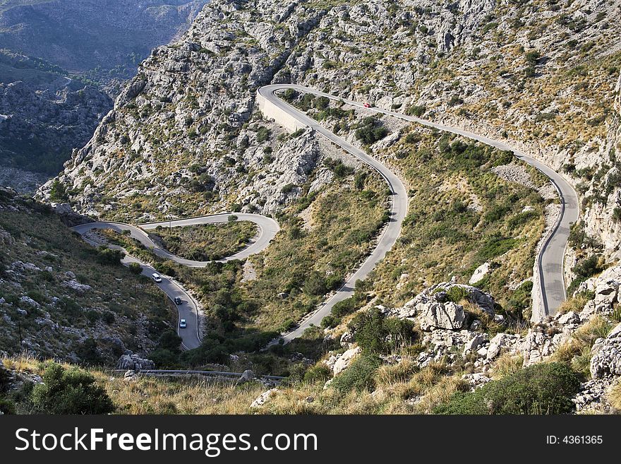 Curve road through the mountains