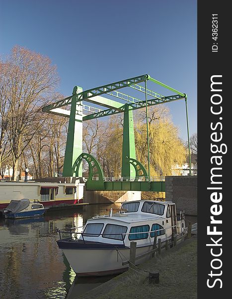 Steel contruction bridge in Delft - Lepelbrug. Steel contruction bridge in Delft - Lepelbrug