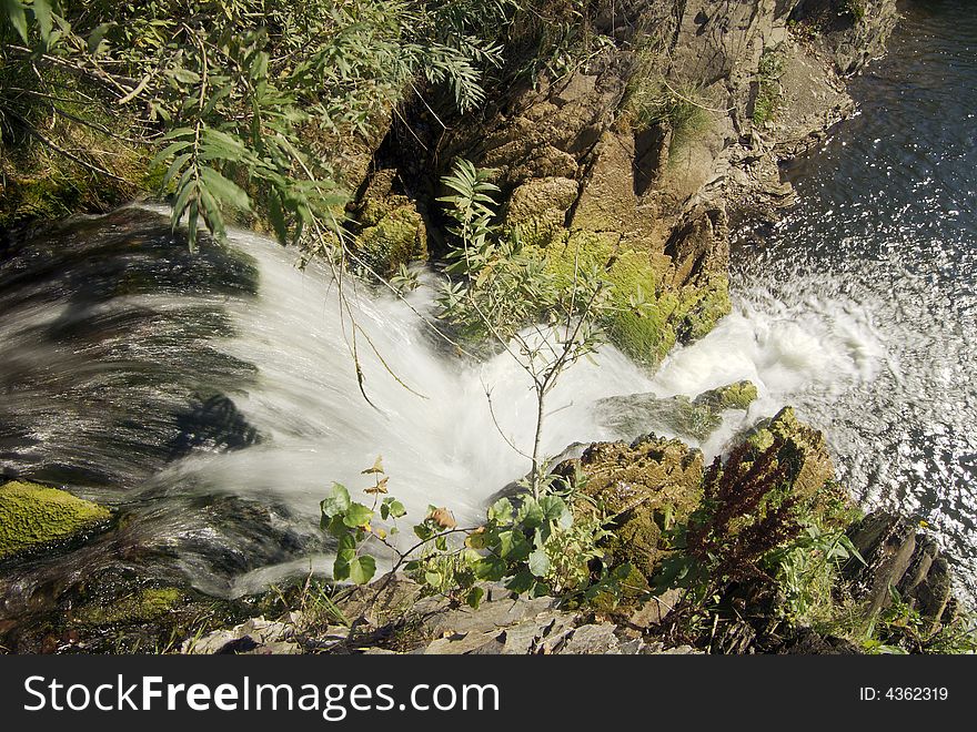 Shot made from above the waterfall down. Shot made from above the waterfall down