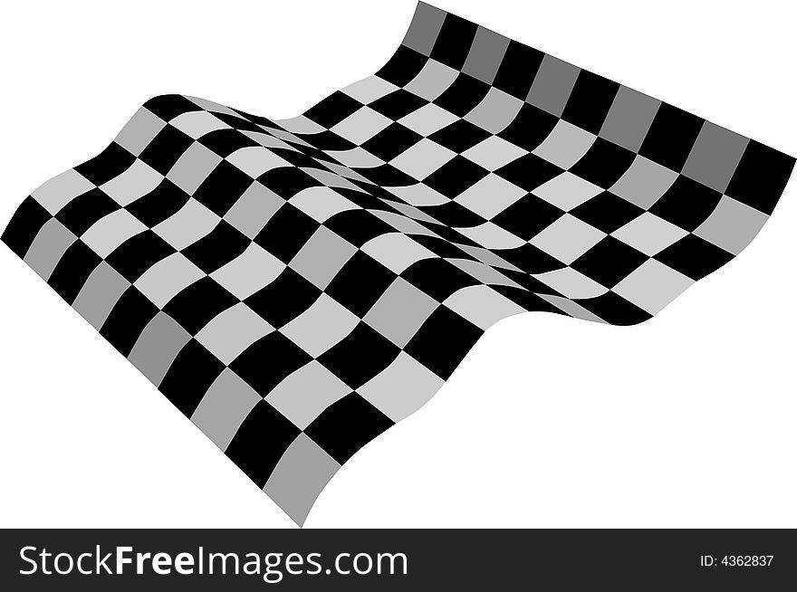 Three-dimensional Black And White Flag