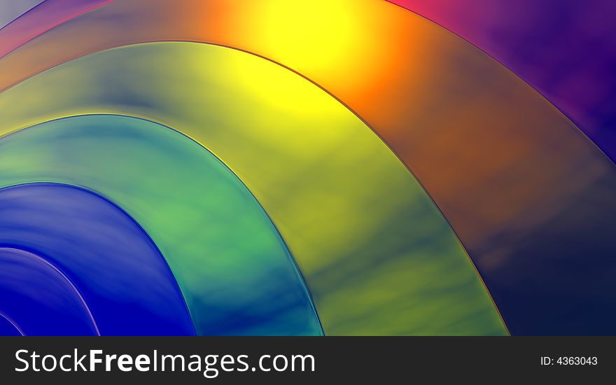 A close up of an illustration of a rainbow. A close up of an illustration of a rainbow.