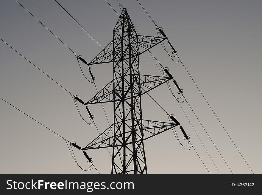 Mast and power lines