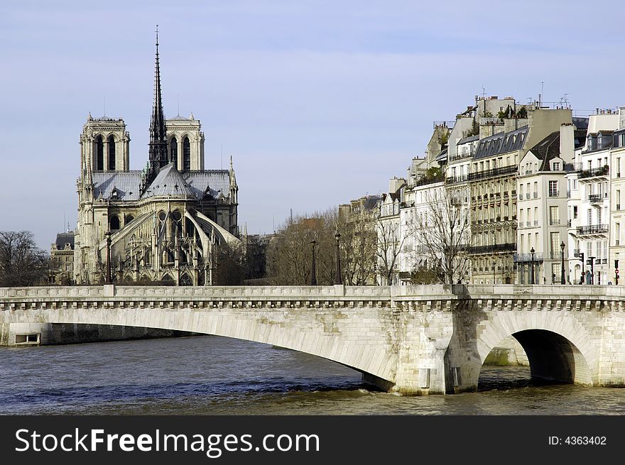 France, Paris; City View With Cathedral