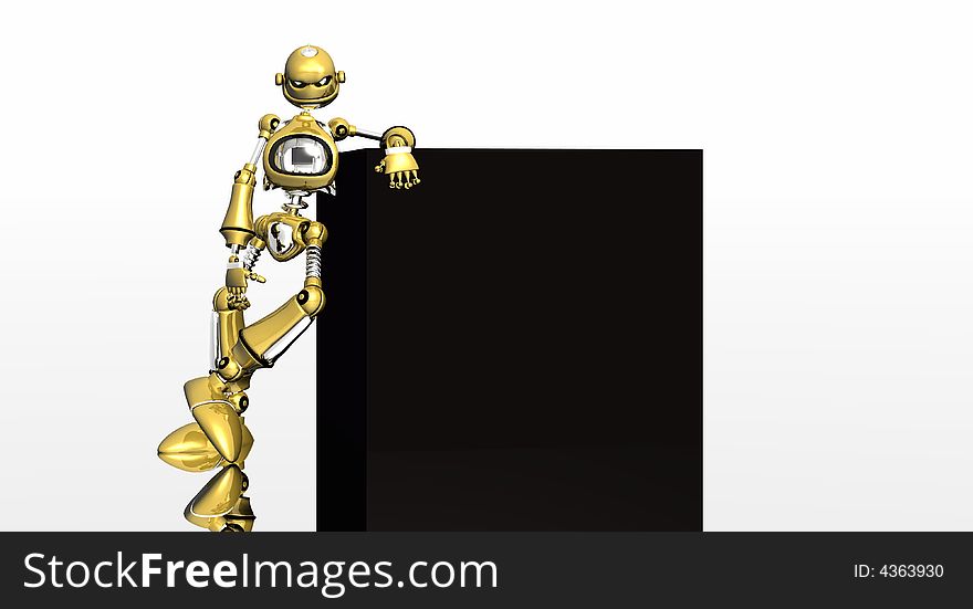 A robot with gold paint job chillin. A robot with gold paint job chillin