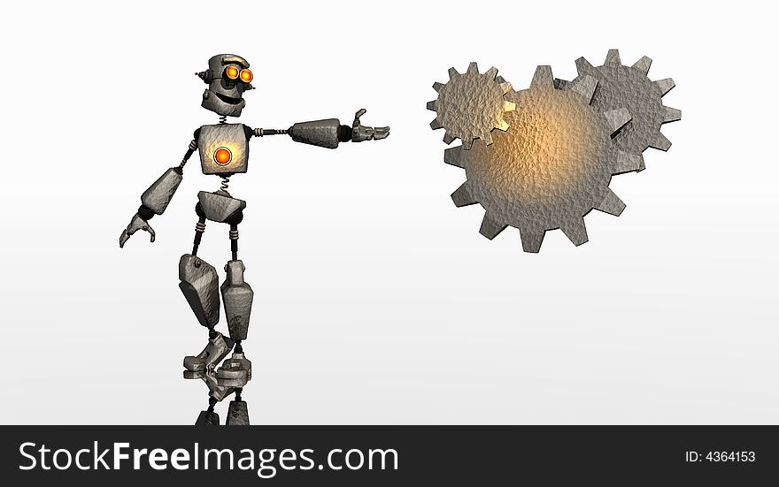 Green Robot with gear logo template. Green Robot with gear logo template